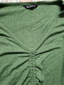 Green Ruched Long Sleeve Top