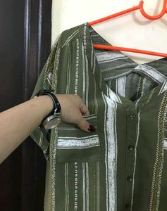 Striped Olive Green Top