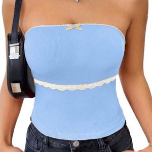 Baby Blue Tube Top with Lace