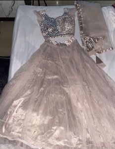 Mauve Mirror Work Big Flare Lehenga