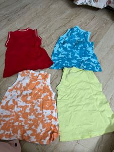 Boys Sleeveless T-shirts - 4 Pack 1-2 year
