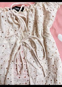 Stylecast Front Open White Eyelet Lace Top