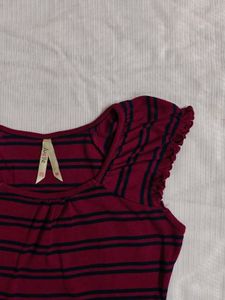 Striped Ruffle Sleeve Top