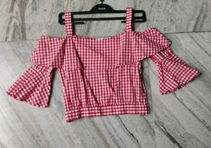 Gingham Off-Shoulder Top