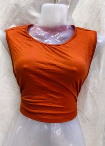 Orange Sleeveless Crop Top