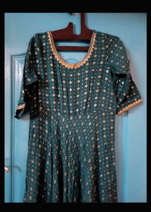 Emerald Green &amp; Gold Anarkali