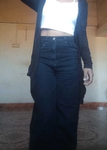 Black Cardigan &amp; White Top Set