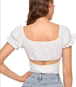 Whimsical Fairy Core Back Tie Crop Top