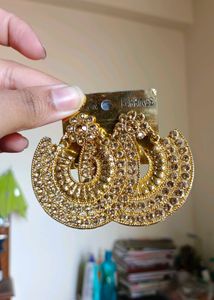 Golden Big Beautiful Chandbali Earrings Women