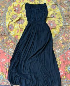 Black Strapless Chiffon Dress
