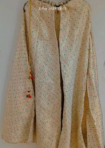 Green Kurti &amp; Off White Lehnga