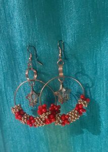 Star Beaded Hoop Earrings