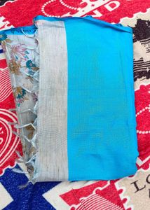 Beautiful White and Blue Saree