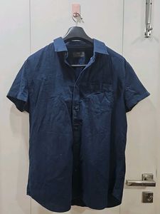 Half Sleeve Navy Blue Cotton Shirt