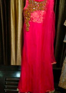 Women Pretty Rose Pink Net Gown