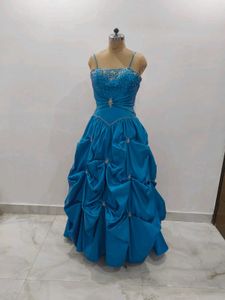 Teal Satin Formal Dress