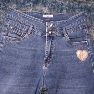 Cute Embellished Denim Jeans