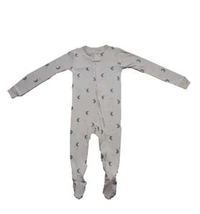 Cute Moon Print Footed Pajamas