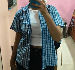 Trendy Blue Checkered Shirt