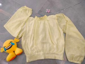Yellow 💛 bishop Full sleeve Crop Top