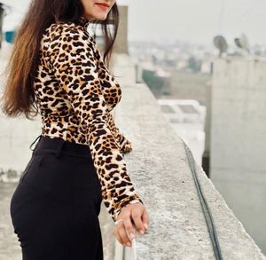 Leopard printed high neck tunic