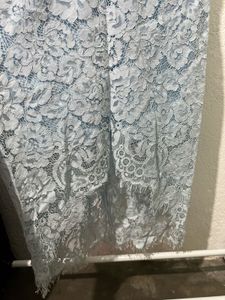 Blue Scalloped hem with Center slit dress