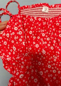 Floral Girly Red Fit And Flare Dress