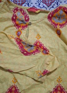 Yellow Printed Kurta