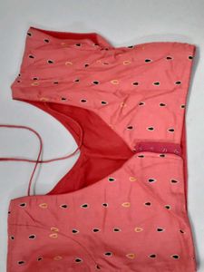 Peach Clour  Printed Party Wear Blouse