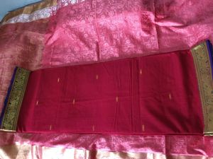 Brand New Red Handloom Saree with Gold Jari Border
