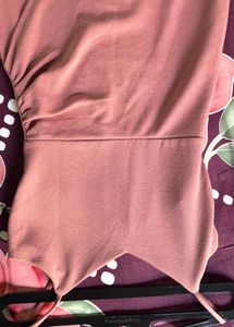 Elegant Dusty Pink Overlap Front Slit Maxi Dress