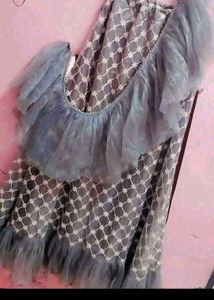 Gray Ruffled Lehenga Choli Set