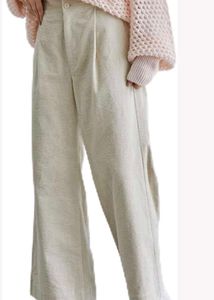 Women&#39;s Biege Velvet Trousers