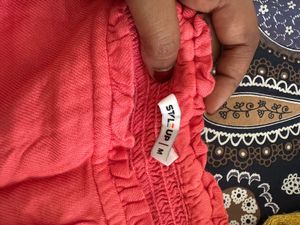 Pink Crop Top Puff Sleeves