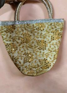 Golden Embroidered Handbag Homemade