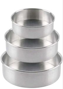Round Aluminium Cake Mould - Set Of 3