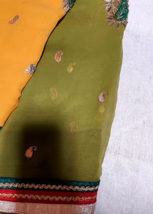 Yellow To Green Gota Pati Work Sarre