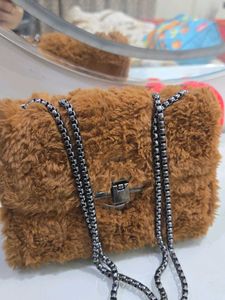 Fuzzy Brown Crossbody Bag