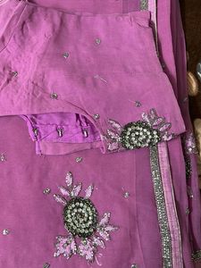 Pink Embroidered zari work heavy saree