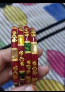 Beautiful Gold Bangles And Daily Wear Red Bangle