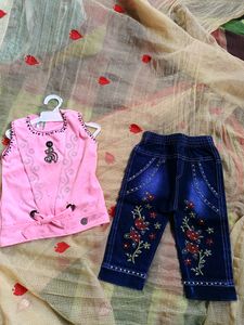 Baby Girl Jeans And Tshirt For 2-4years Old