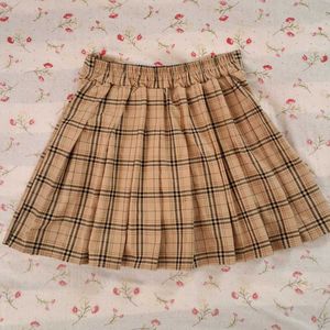 Pleated Brown Mini Skirt
