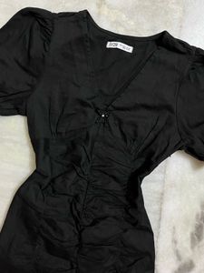 Black Dress with Ruched Details