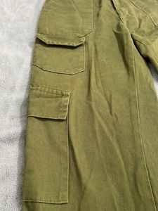 Olive Green Cargo Pants+Wide Leg Blue Denim Pant