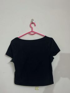 Black Square Neck Crop Top