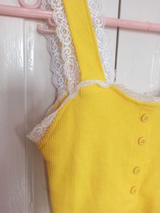 Yellow Lace Trim Top