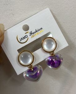 Iridescent Heart Drop Earrings