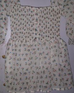Cute White Floral Top
