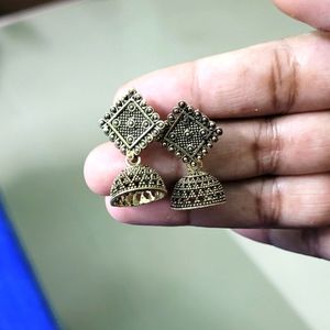 Oxidised Golden Earrings