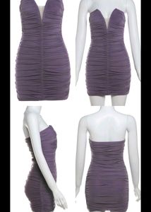Purple Ruched Bodycon Micro Mini Dress 😍